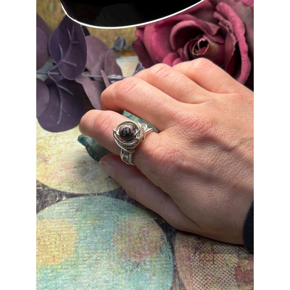 Artisan Rhodonite Ring Size 8 - Picture 5 of 10